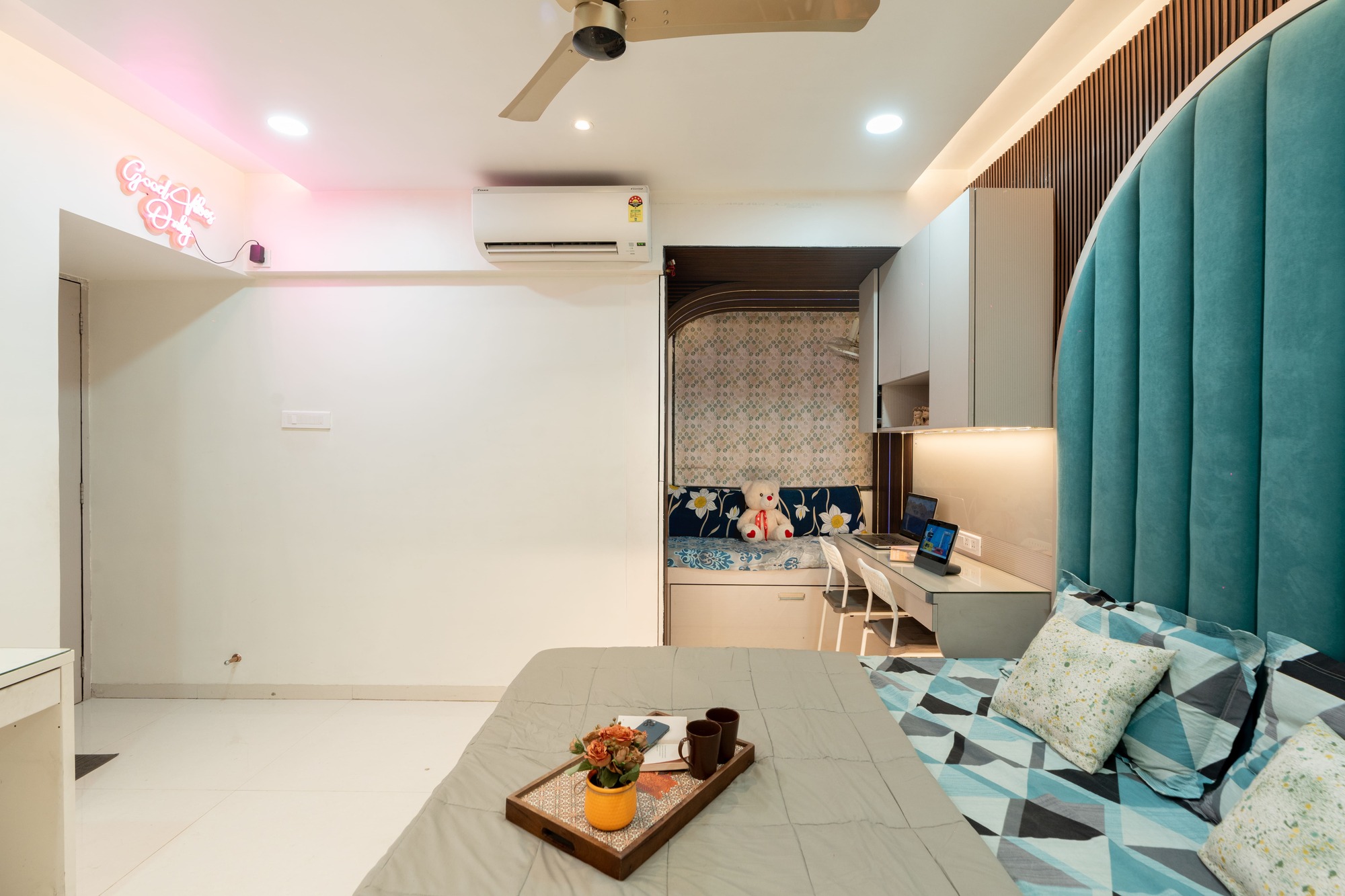 Premium bedroom interior with bespoke finishes by Indus Studio