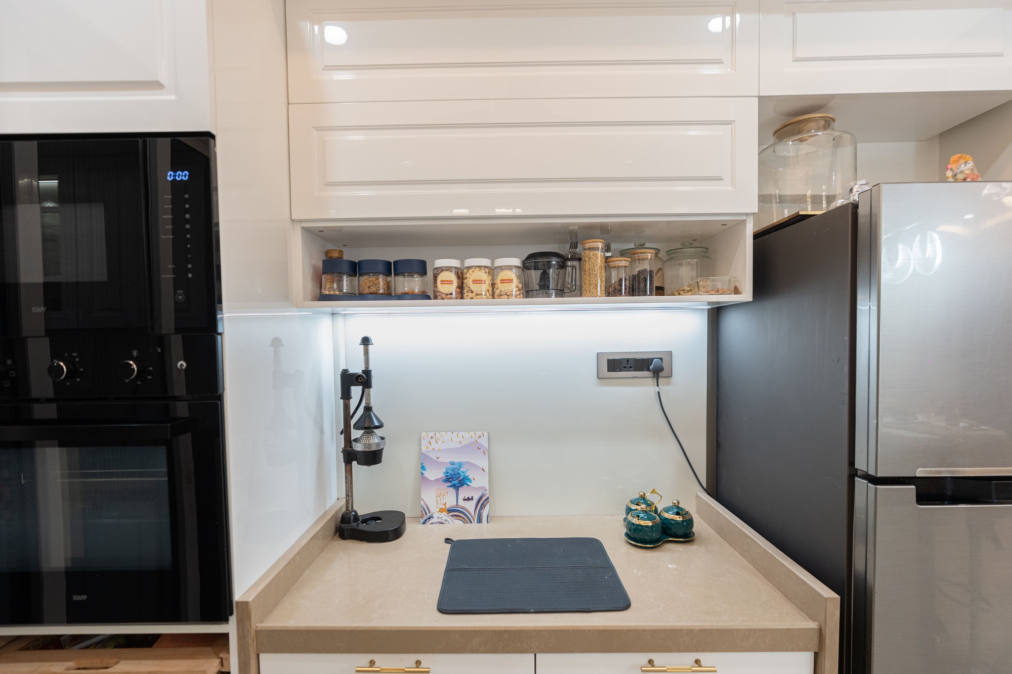 Luxury modular kitchen interior with premium finishes by Indus Studio