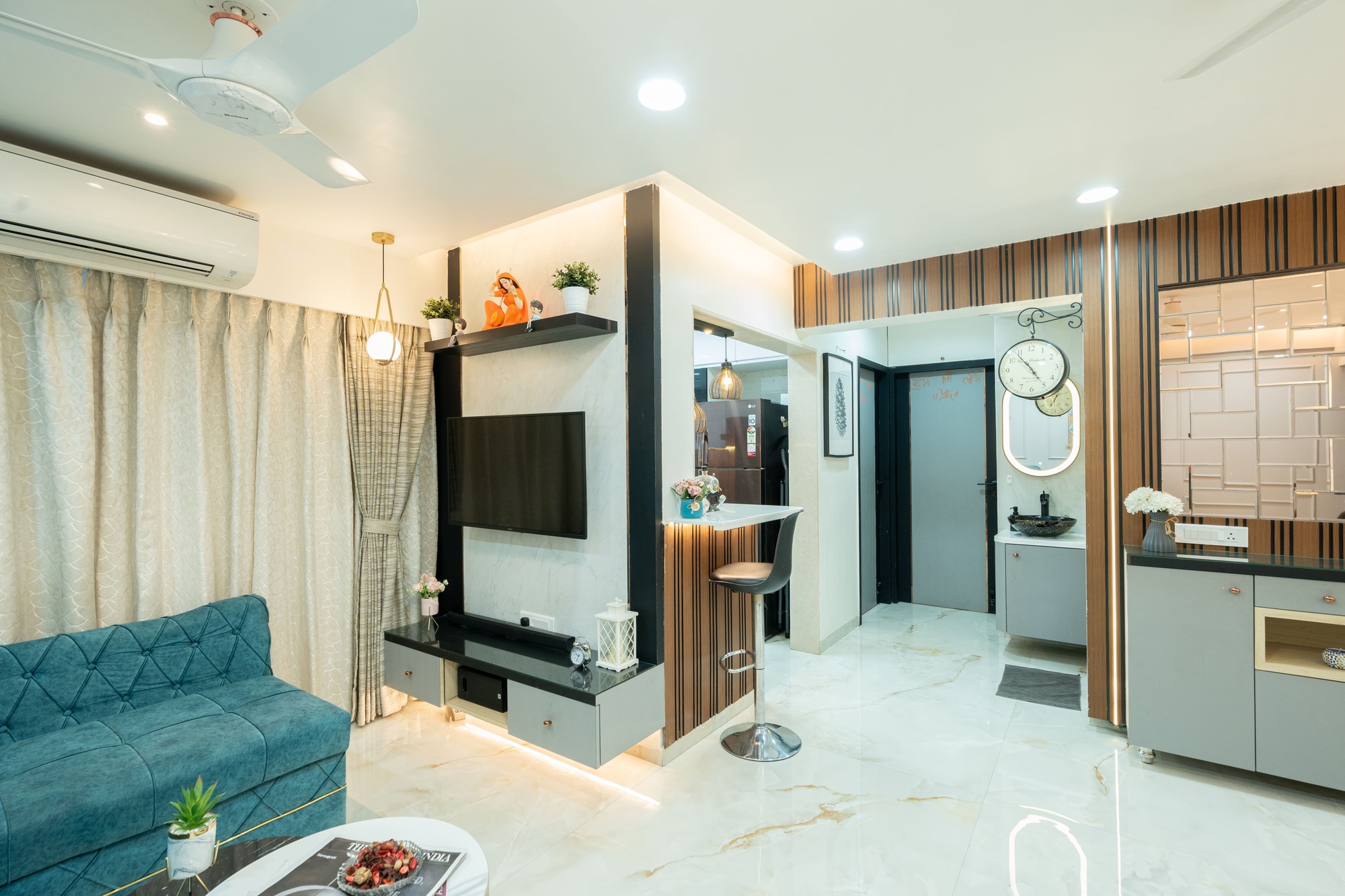 Contemporary living room interior design in India by Indus Studio