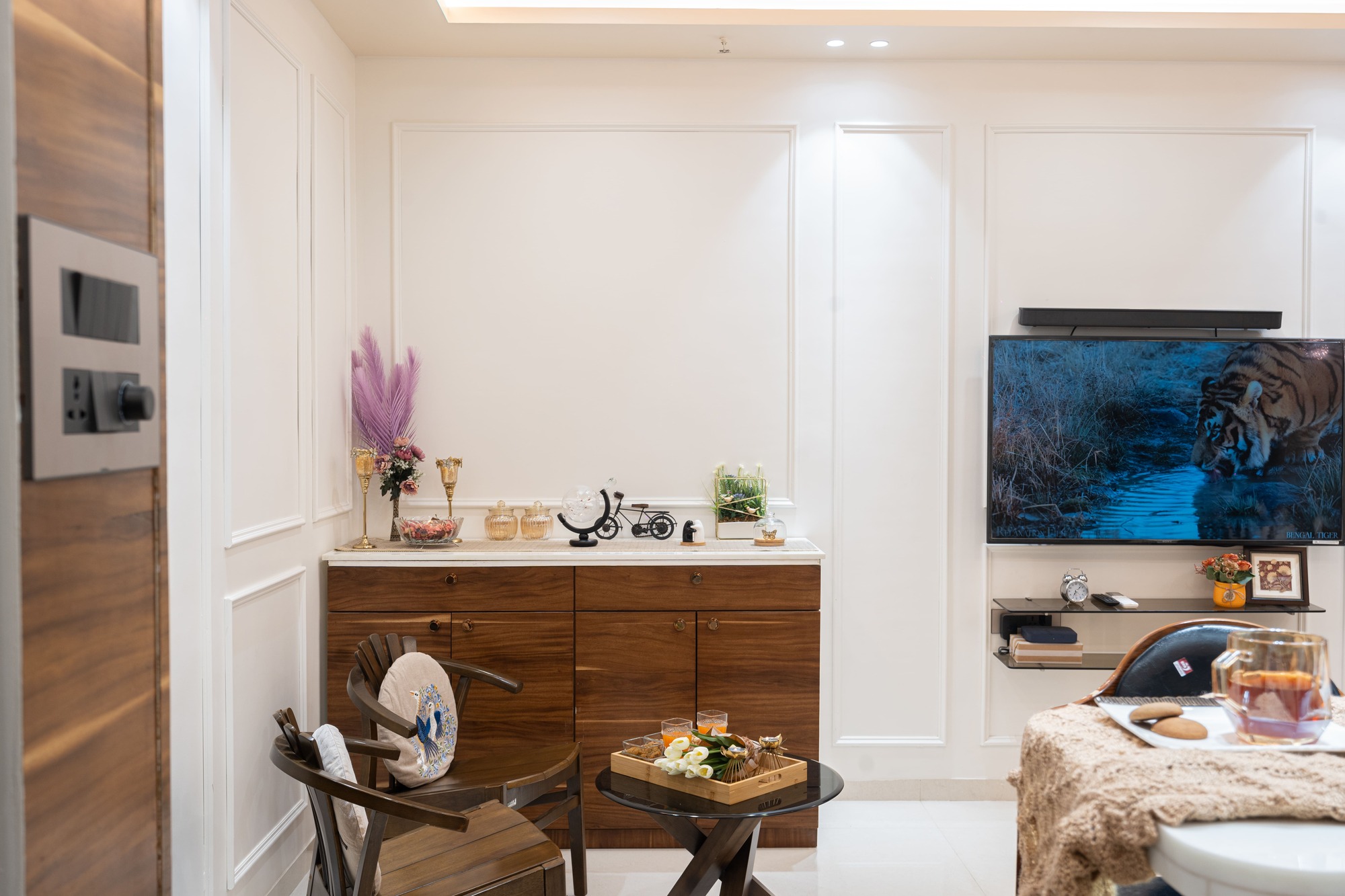Premium living room interior with bespoke finishes by Indus Studio